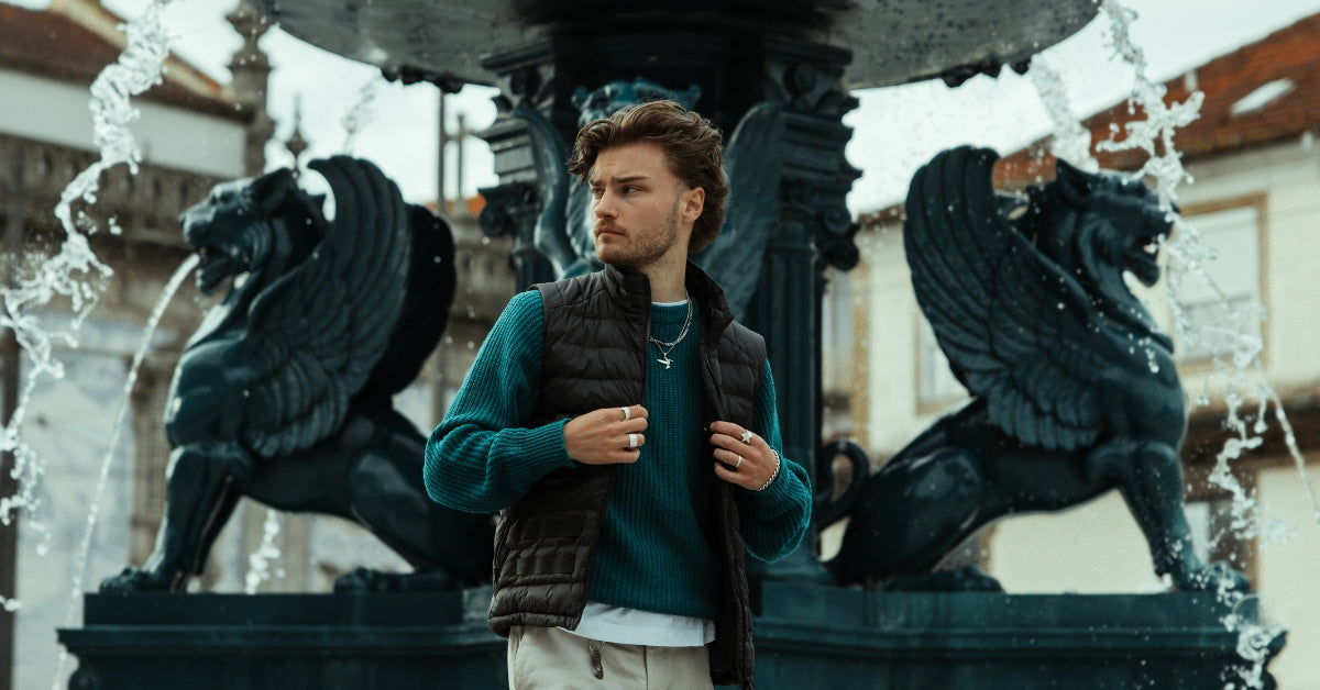 Man posing in a Koltrast Heated Vest